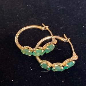10K and emerald hoop earrings